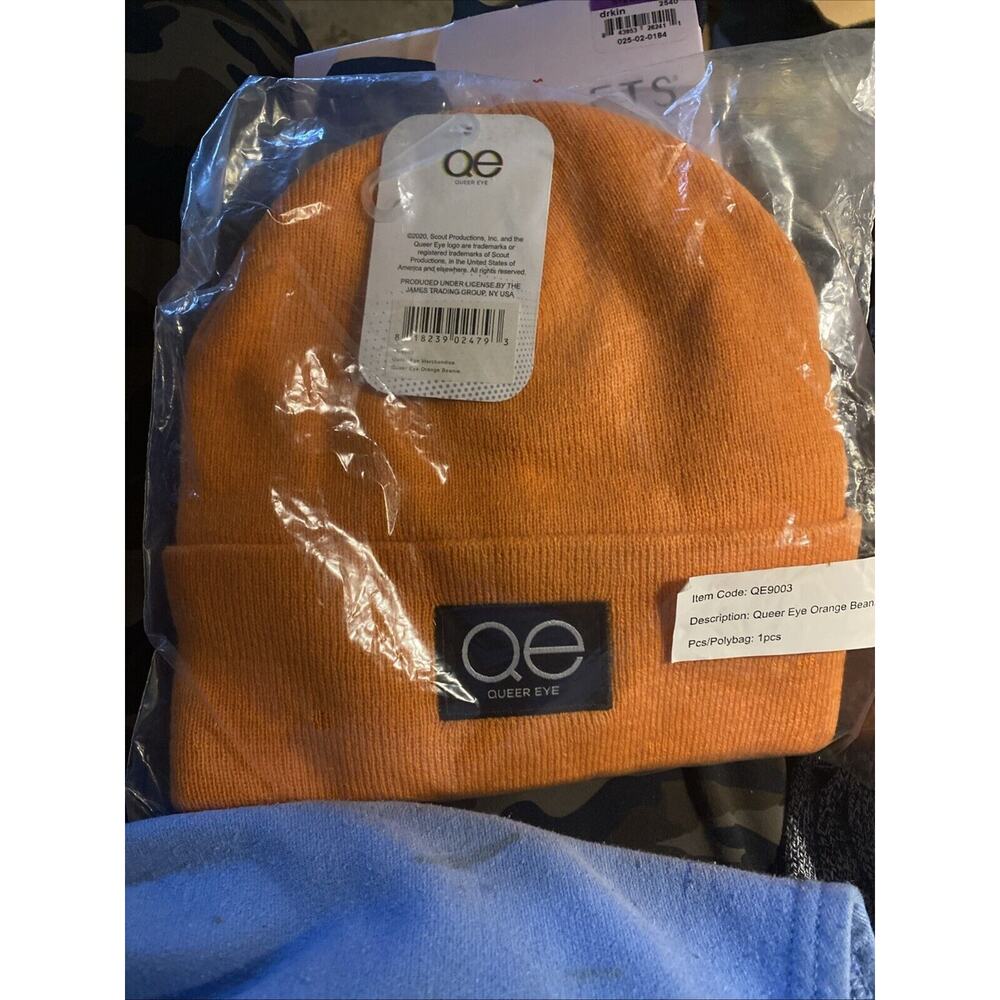 Queer Eye Merch Netflix LGBTQIA Orange Stretchy Beanie, Unisex, NEW In Poly Bag